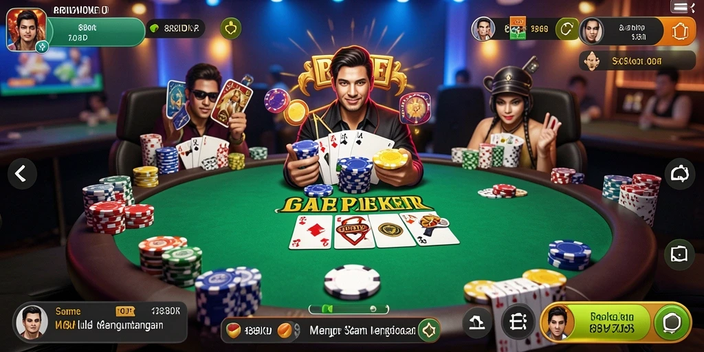 Tampilan menarik gameplay Poker di 888IDR.