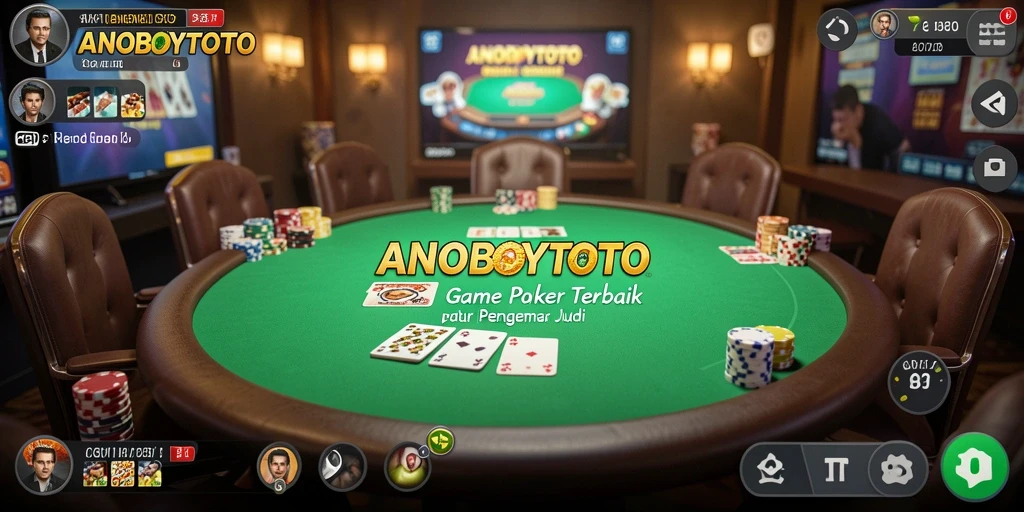 Tampilan gameplay seru ANOBOYTOTO dengan berbagai pemain poker.