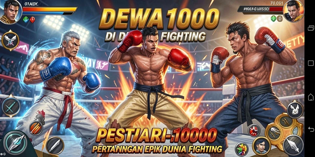 Tampilan aksi pertarungan seru dalam DEWA1000.
