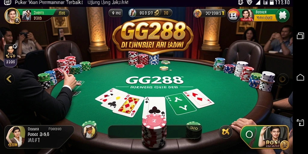 Tampilan gameplay seru di GG288 dengan suasana poker yang mendebarkan.