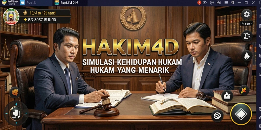 Gameplay seru dalam HAKIM4D yang menantang keputusan hukum pemain.