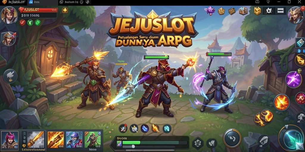 Tampilan seru dari gameplay ARPG JEJUSLOT dengan aksi pertempuran.