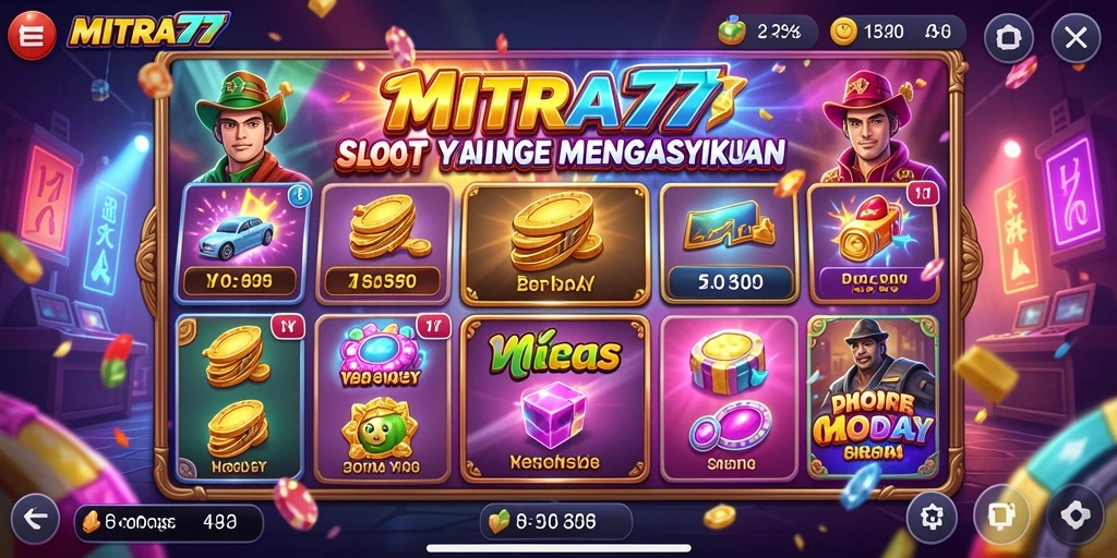 Screenshot gameplay MITRA77 yang menampilkan mesin Slot menarik.