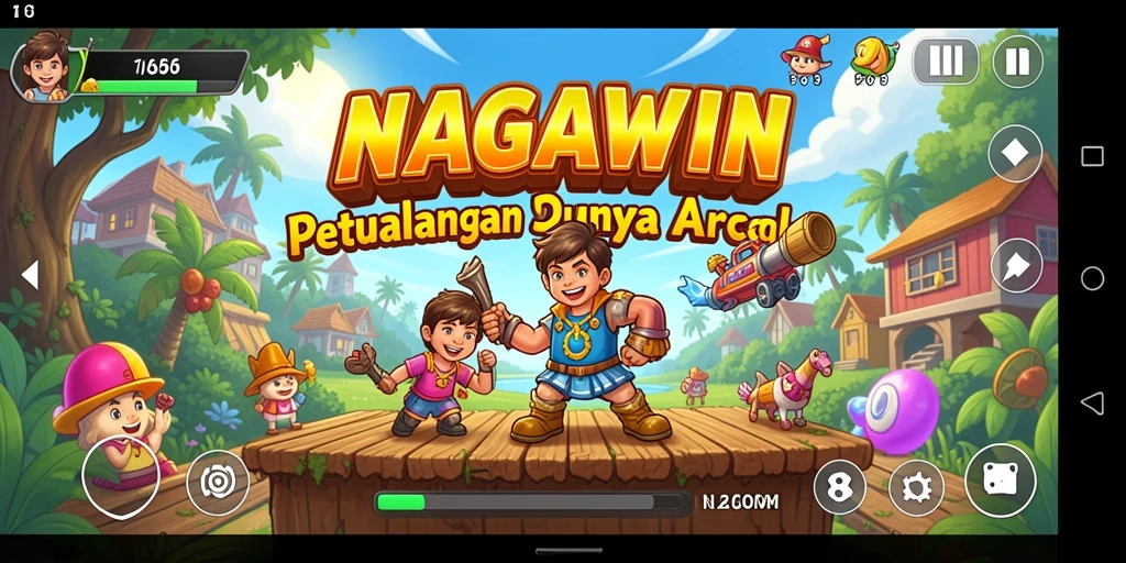 Screenshot gameplay NAGAWIN dengan aksi seru di level tinggi.