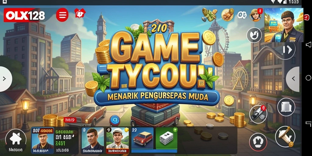 Tampilan menarik dari gameplay OLX128 dengan berbagai pilihan bisnis.