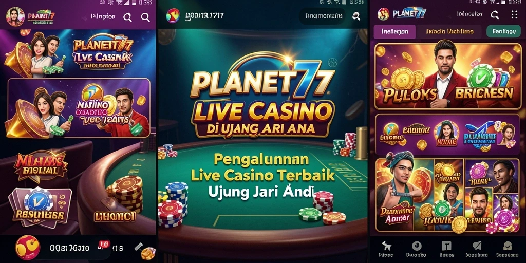 Tampilan gameplay Live Casino PLANET77 dengan dealer dan meja permainan yang menarik.