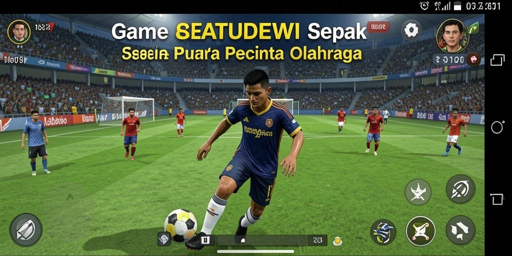Tampilan gameplay seru dalam RATUDEWI dengan taktik sepak bola.