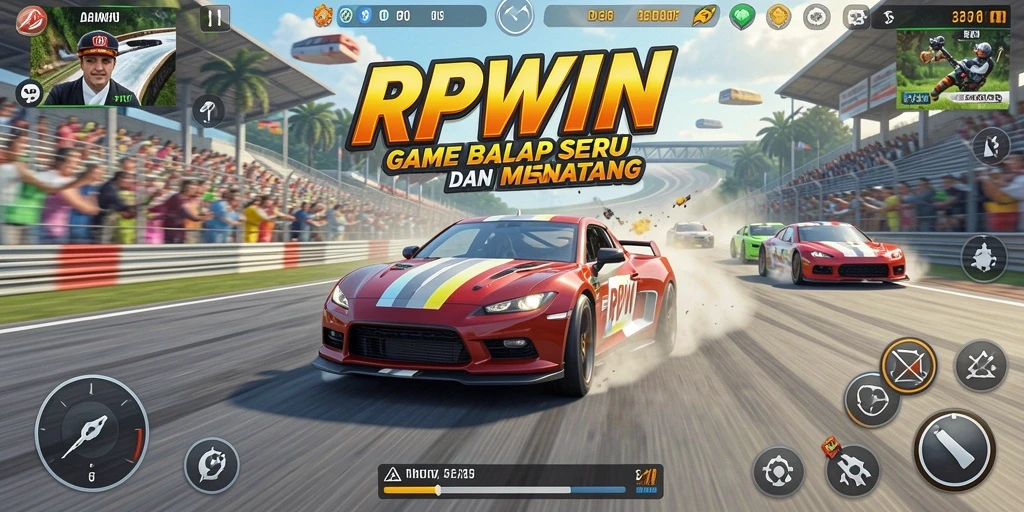 Gameplay menarik yang menunjukkan balapan mobil mendebarkan di RPWIN.