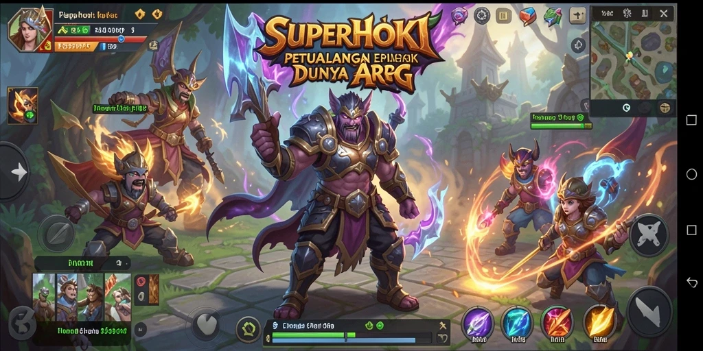 Tangkapan layar utama SUPERHOKI menampilkan aksi pertarungan epik dalam gameplay ARPG.