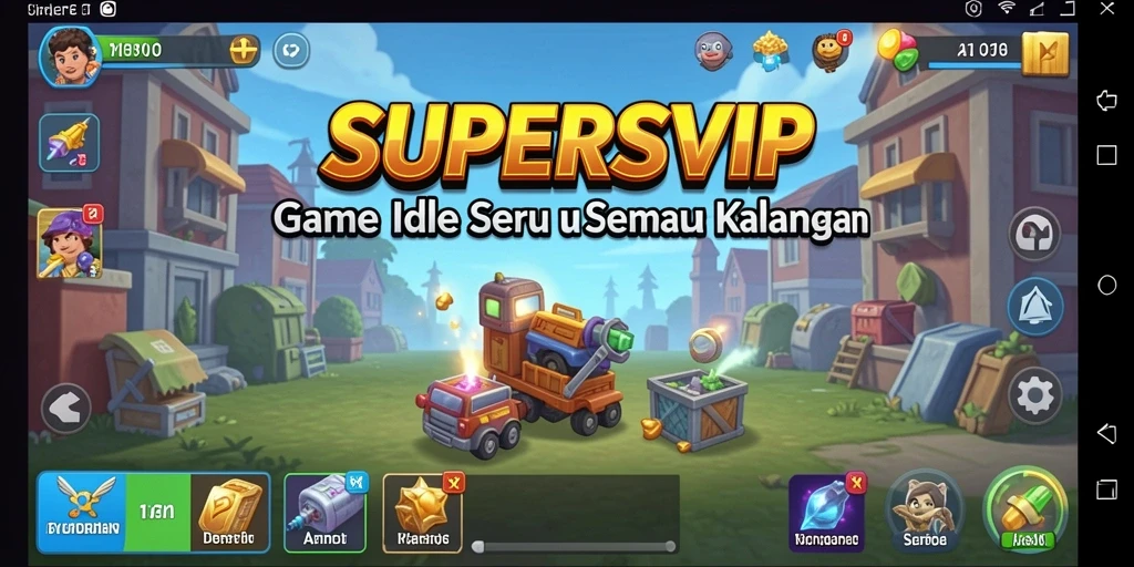 Tampilan gameplay seru dalam SUPERSVIP menunjukkan kemajuan pemain.
