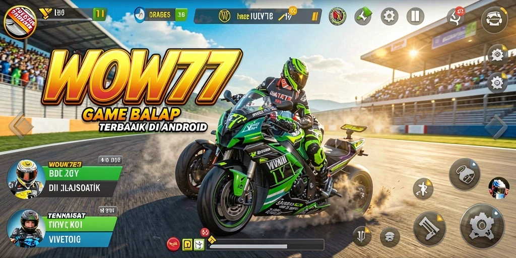 Tampilan gameplay WOW77 dengan balapan yang cepat dan intens.