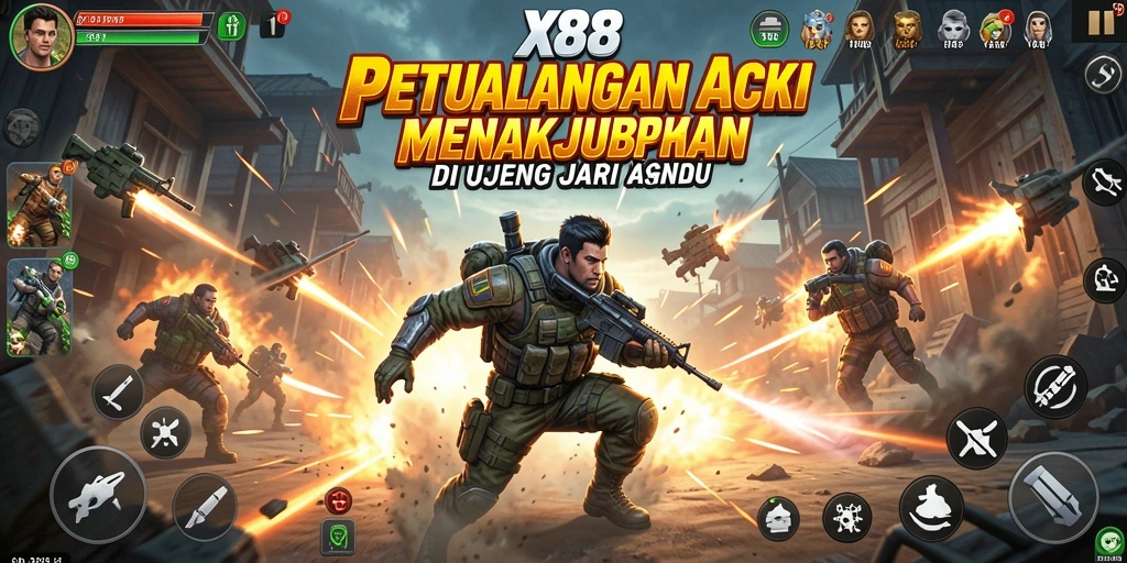 Screenshot utama X88 menampilkan aksi pertarungan yang mendebarkan.