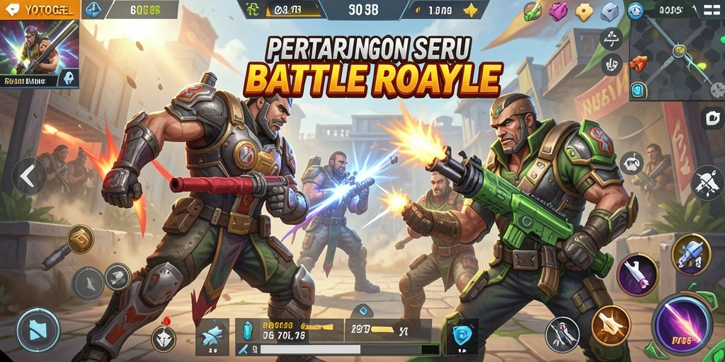 Tangkapan layar YOTOGEL menunjukkan pertempuran intens dalam arena Battle Royale.